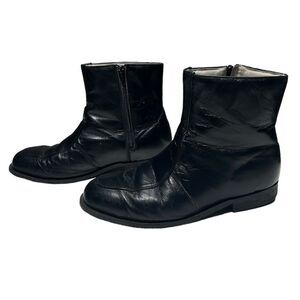Vintage Genuine Leather Black Ankle Boots Haband Executive Division Short Boots